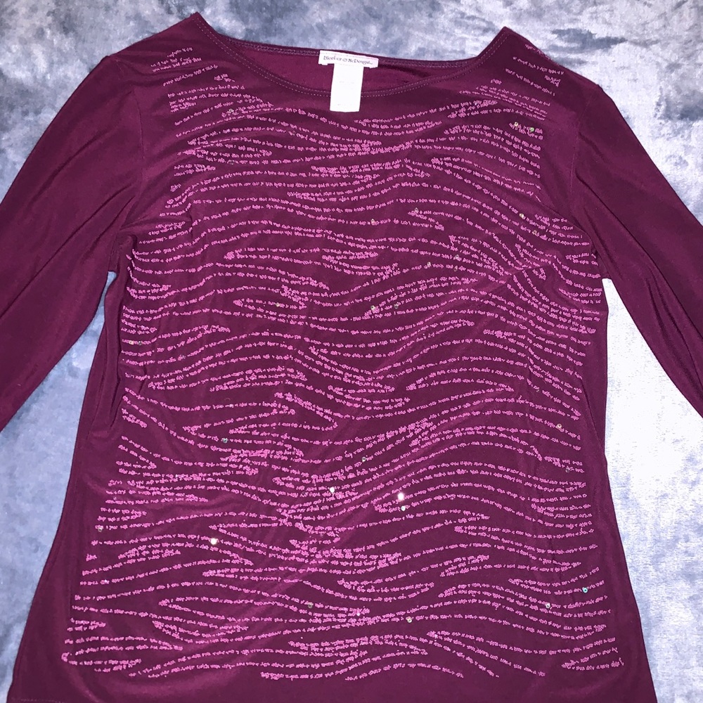 Bleeker and McDougal Sequin Magenta Top